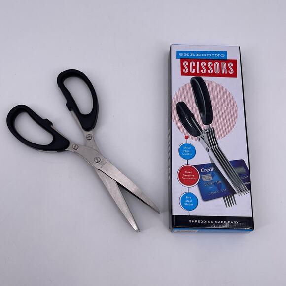 Shredding Scissors with Five Steel Blades Shreds Paper Plastic # 2518131 NEW - Picture 1 of 12